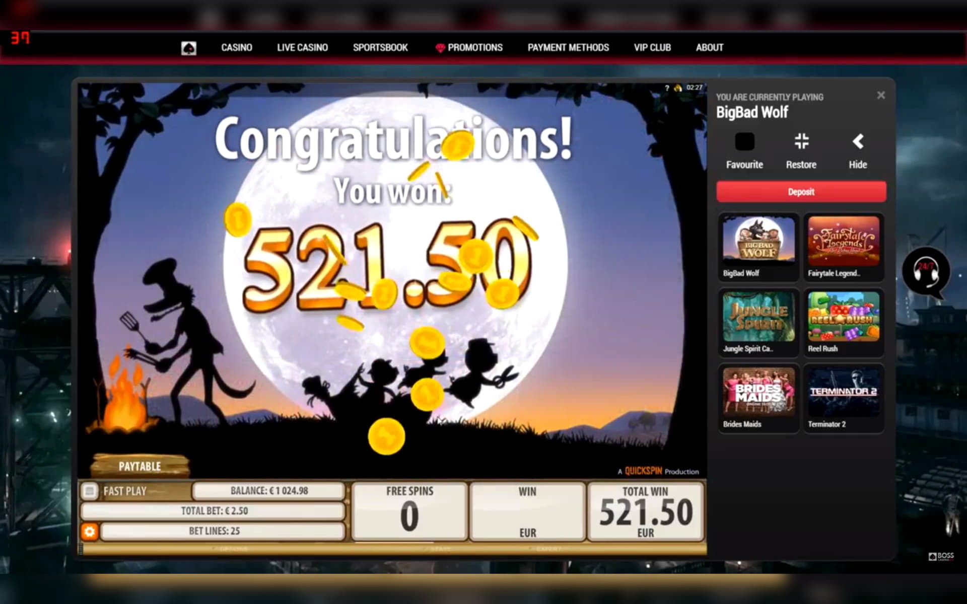 20 Free casino spins at BGO Casino
